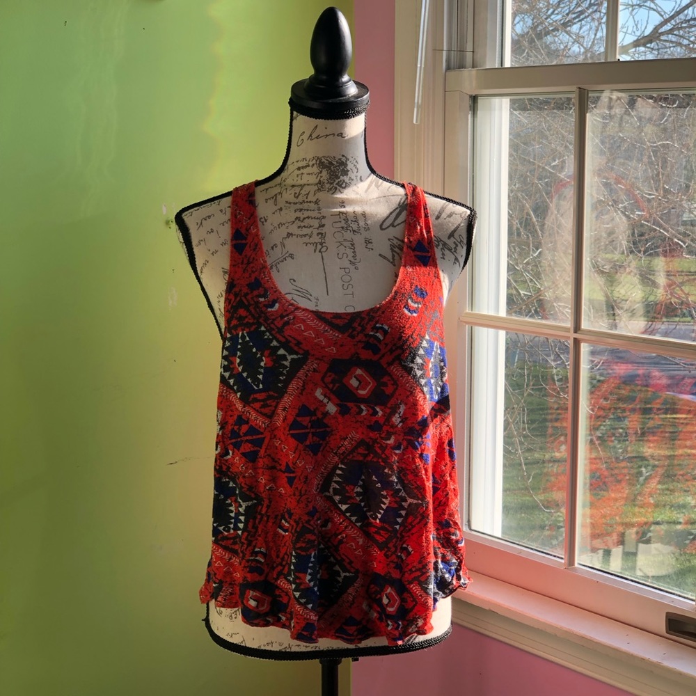 Orange and blue tank top